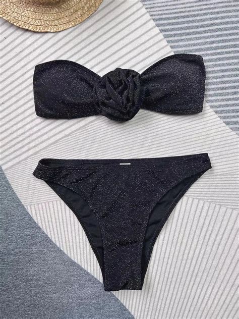 Bestway Solid Black 3d Flower Bikini With Cover Up Three Piece Set Sexy Bathing Suit For Women