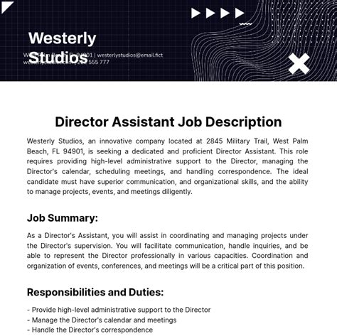 Free Director Assistant Job Description Template - Edit Online ...