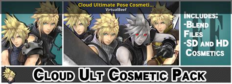 Cloud Ultimate Pose Cosmetic Pack Revised V3 Super Smash Bros Brawl Mods