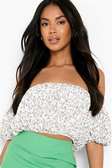 Floral Print Off Shoulder Crop Top Boohoo