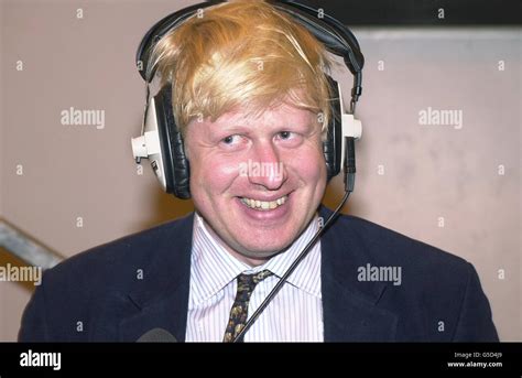 Journalist Boris Johnson during a radio broadcast, at the count in ...