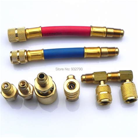 8pcs Manifold Gauge Brass Adapter Connector Set Ac Brass Air