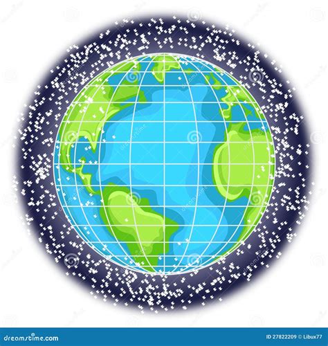 Space Debris Orbiting The Planet Earth Vector Illustration Poster ...