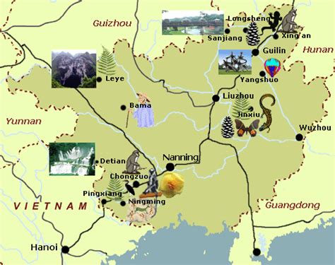 Guangxi Travel Map - China Trekking Guide, Route, Map, Photo