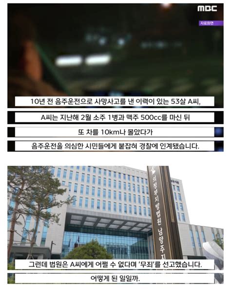 더쿠 음주운전 재범 A씨에게 법원 무죄 선고 무죄 선고한다 해서 피고인 죄 없어지는 것 아냐 음주운전으로 다시 이