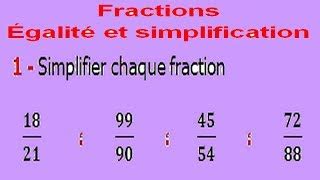 Exercices De Maths Me Fractions Galit Et Simplification