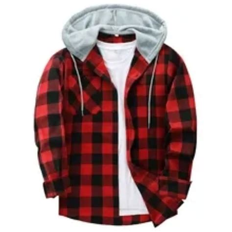 Sudadera Con Capucha De Franela Para Hombre Camisas A Cuadros Camisa