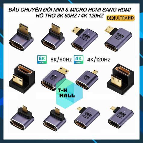 Đầu Nối Chuyển đổi Hướng Mini Micro Hdmi Sang Hdmi Góc Trái Phải Lên