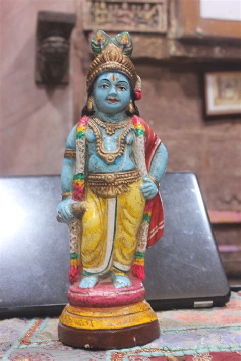 Lord Krishna Statue Made Of Terracotta South Indian Etsy