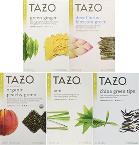 Tazo Green Tea Energizing 5 Flavor Variety Pack Sampler (Pack of 5, 100 ...