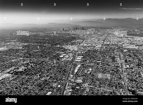 aerial of Los Angeles with mountains Stock Photo - Alamy