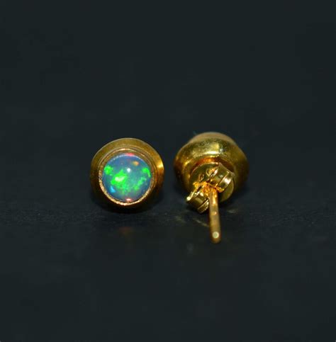 Wholesale Pr Silver Ct Gold Overlay Ethiopian Opal Stud Earring