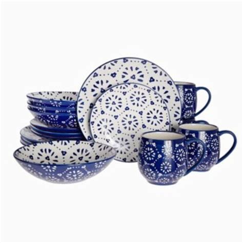 Baum Oceana 16 Piece Dinnerware Set In Blue 16 Piece Kroger