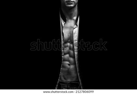 Man Naked Torso On Black Background Stock Photo Shutterstock