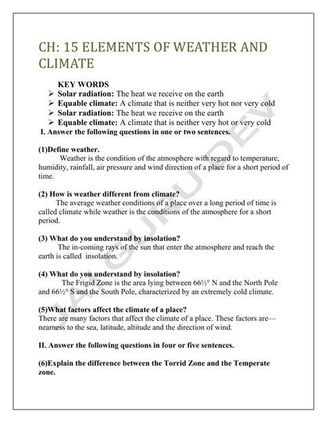 Class Elements Of Weather And Climate