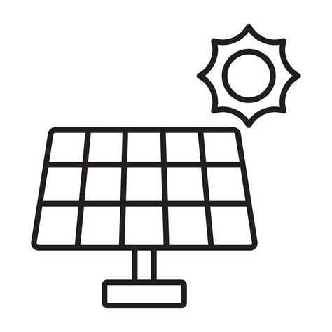 Solar Cell Panel And Sun Green Energy Line Icon Vector Art At