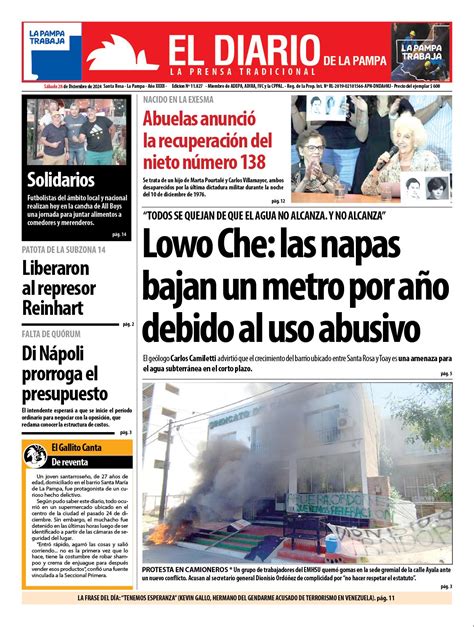 Tapa De El Diario En Papel Domingo De Diciembre De El Diario