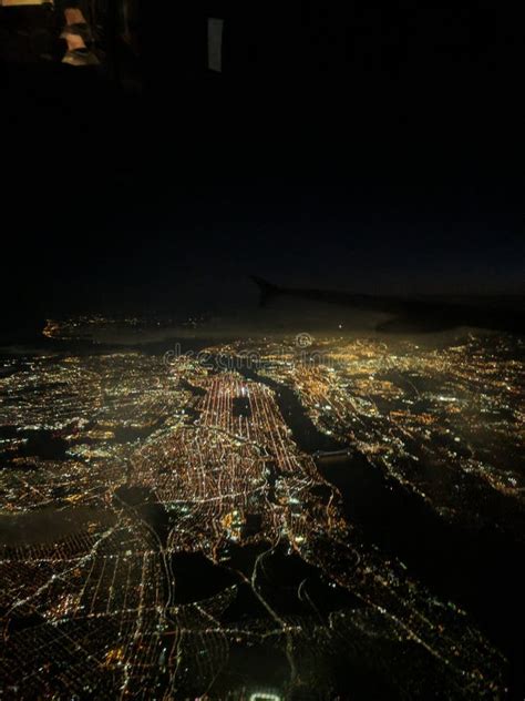 Aerial NYC at Night stock image. Image of illuminated - 137112281