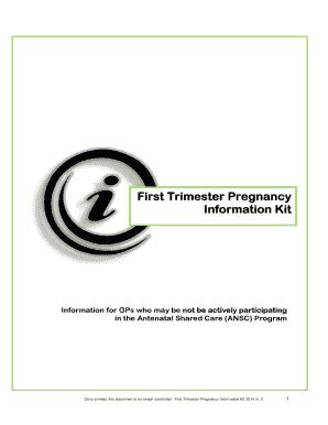 Fillable Online First Trimester Pregnancy Information Kit Cesphn Fax