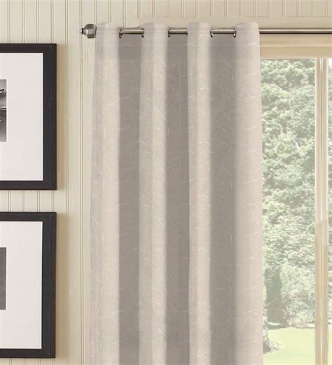 Buy Mille Millions Beige Sheer Polycotton 7 Feet Eyelet Door Curtain By