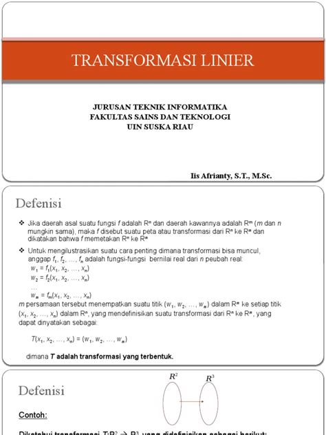 Bab Transformasi Linear Pertemuan 11 12 Pdf