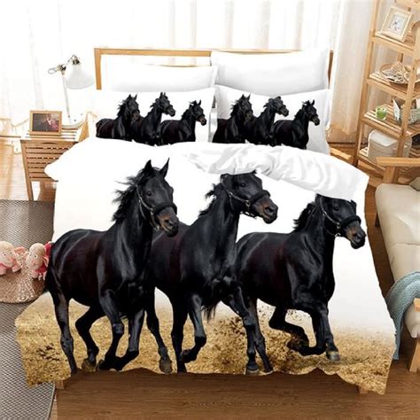 Housse De Couette X Cm D Imprim Cheval Noir De En Microfibre