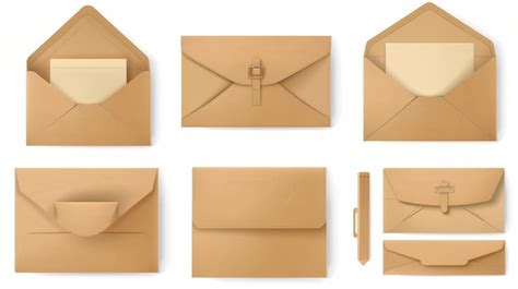 Um Conjunto De Envelopes De Papel Artesanal Castanho Extremidades