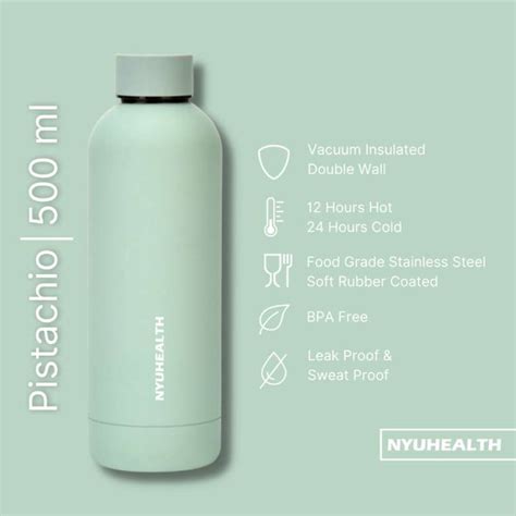 Promo Vacuum Insulated Water Bottle Nyuhealth 500 Ml Warna Pistachio