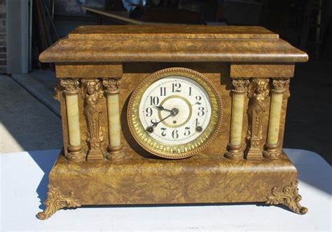 Seth Thomas Antique Mantel Clock Adamantine Ca 1880 With Figural