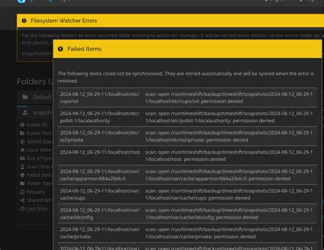 syncing timeshift snapshots to a windows machine - Support - Syncthing