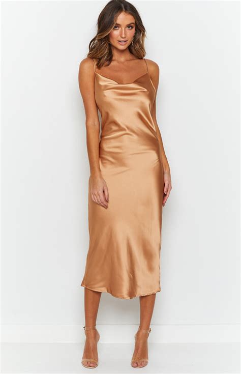 Schiffer Slip Midi Dress Champagne Beginning Boutique Us