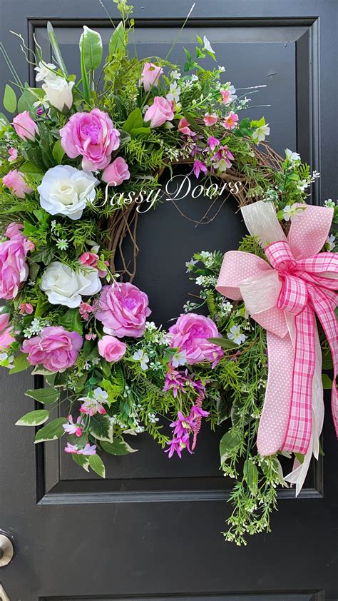 Spring And Summer Rose Wreath Spring Wreath Floral Door Wreaths Wreaths