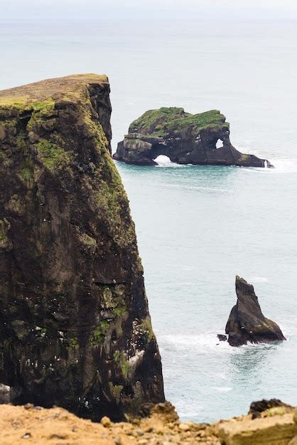 Premium Photo Rocks In Ocean And On Dyrholaey Cliff In Iceland