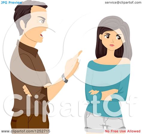 Clipart Of A Mad Father Scolding His Teenage Daughter Royalty Free