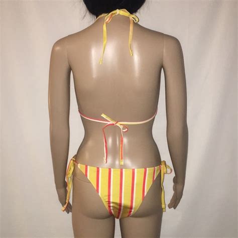 Swim New Sexy Striped Triangle String Bikini Set Poshmark