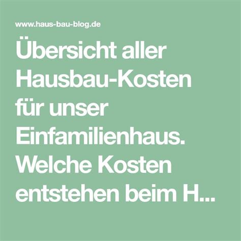 Bersicht Aller Hausbau Kosten F R Unser Einfamilienhaus Welche Kosten