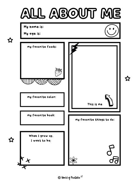 All About Me Poster Printable Templates