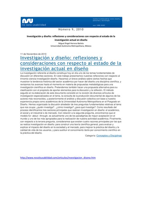 Pdf Investigación Y Diseño Reflexiones Y Consideraciones Con