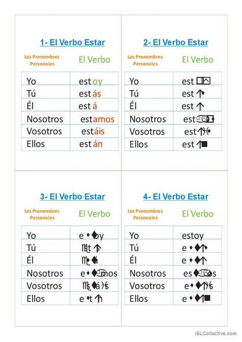 El Verbo Estar Espa Ol Ele Hojas De Trabajo Pdf Doc