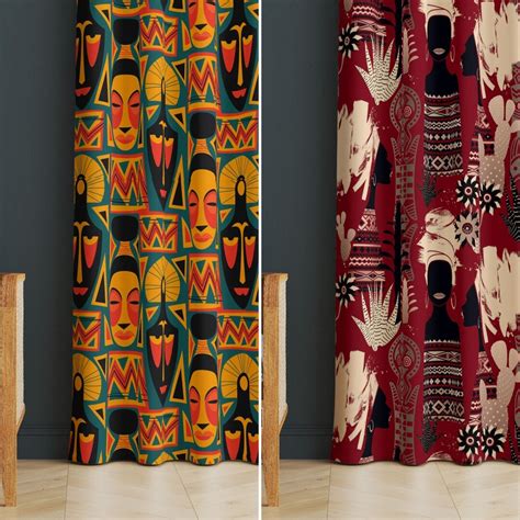 African Ethnic Curtains For Living African Themed Home Curtains