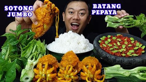 Luar Biasa Enak Makan Gulai Sotong Pedas Sambel Pete Lalapan Batang