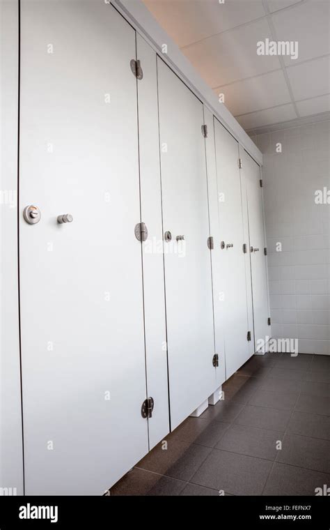 In An Public Building Are Womans Toilets Whit White Doors Stock Photo