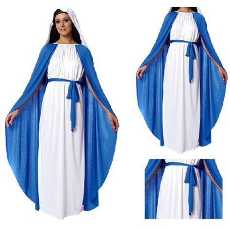 Women Nun Costume Virgin Mary Religious Sister Blueandwhite Halloween Dress Ebay