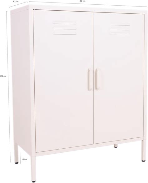 MaximaVida Metalen Lockerkast Finn 80 X 40 X 102 Cm Ivoor 2 Schappen