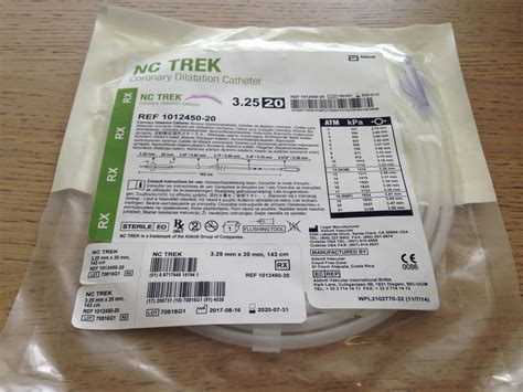 New ABBOTT 1012450 20 Nc Trek Coronary Dilatation Catheter 3 25mm X