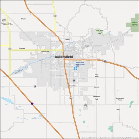 Bakersfield Map, California - GIS Geography