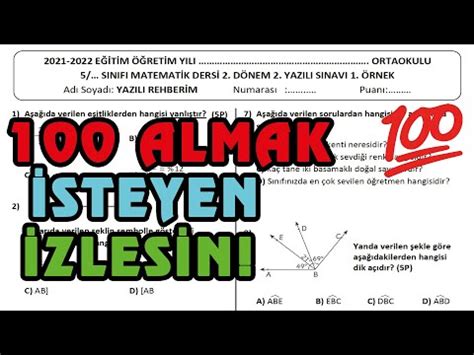 S N F Matematik D Nem Yaz L Rnek Youtube