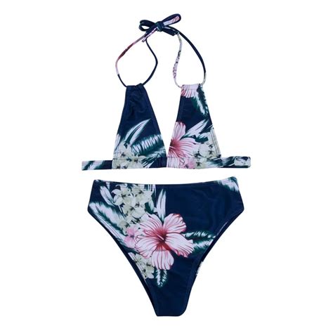 Conjunto De Bikini Con Estampado Floral Para Mujer Bañadores Sexys De Cintura Alta Traje De