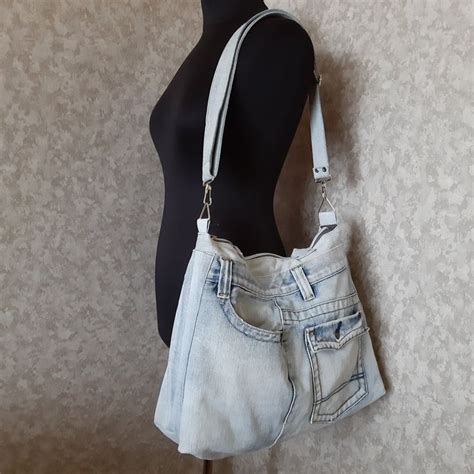 Hobo Denim Bag Medium Size Jean Shoulder Bag Casual Handbag Etsy