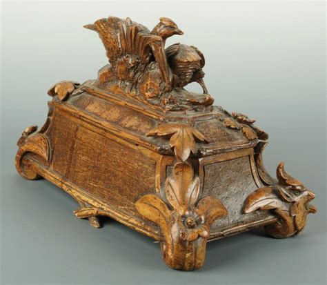 Black Forest Box With Carved Figural Birds 5 Chip Carving Carving